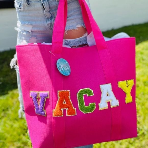 No Brand Handbags - VACAY Hot Pink Beach Tote Travel Bag Large
